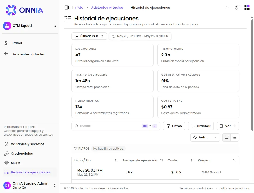 Trazabilidad completa de cada flujo
